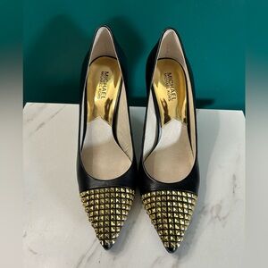 Michael Kors Black with Gold Studded Stiletto Pump